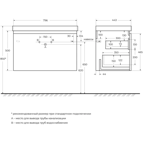 Тумба под раковину Cezares GIUBILEO-N-80-1C-SO-BL Bianco Lucido