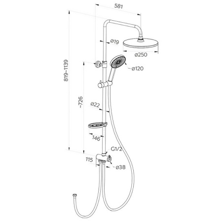 Душевая стойка Milardo Ideal Spa ILSSB3FM76