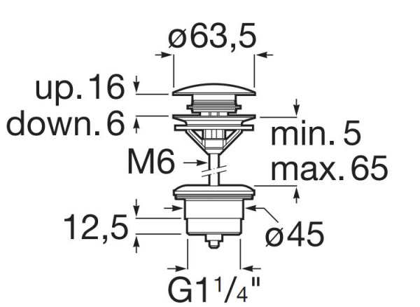 Донный клапан Roca Aqua click-clack 1 1/4 D65 505401000