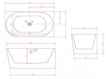 Акриловая ванна (150х78) ABBER AB9257-1.5 R без гидромассажа, белый