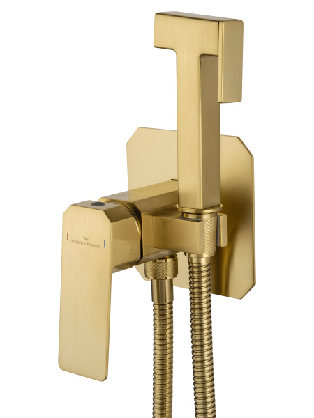Смеситель с гигиеническим душем встраиваемый WONZON & WOGHAND DIAMOND, брашированное золото WW-88829011-BG