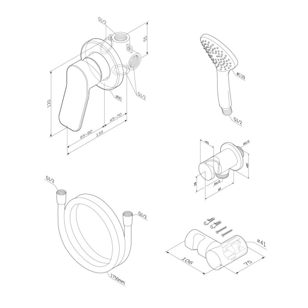 Душевой набор Am.Pm X-Joy FB85A2H000 Душевой набор Am.Pm X-Joy FB85A2H000