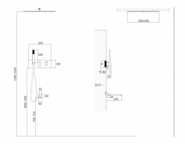 Душевой комплект ABBER Daheim AF8254W скрытого монтажа с изливом, термостат, белая матовая