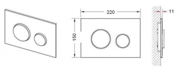 Панель смыва из черного стекла с двумя клавишами TECE 9240658