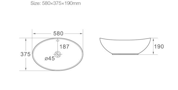 Раковина накладная (58х37,5) SantiLine SL-1021