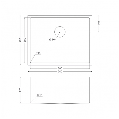 Кухонная мойка (54х42) EMAR EMB-123 PVD Nano Golden