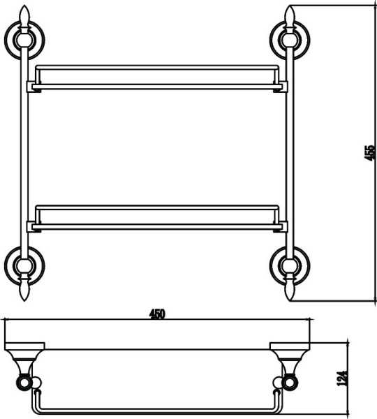 Полка прямая двойная стеклянная 40 см Savol 68а S-06822A