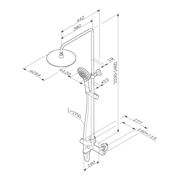 Душевая система с изливом Am.Pm Like F0780564