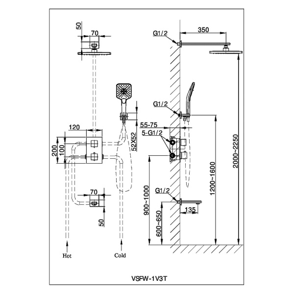 Душевой комплект Vincea Next VSFW-1N3TMB Душевой комплект Vincea Next VSFW-1N3TMB