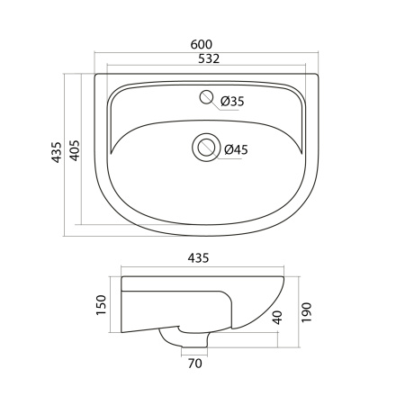 Раковина подвесная (60х43,5) Santek Эллада 60 1WH110198