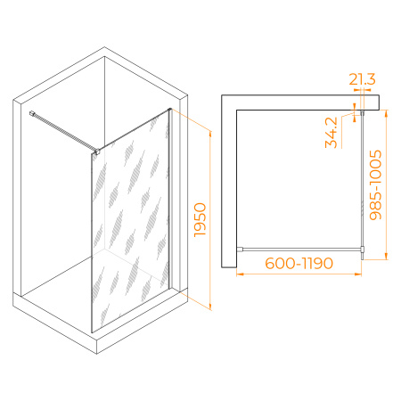 Душевая перегородка 100 см RGW WA-001 Walk-in 351000110-11 прозрачное