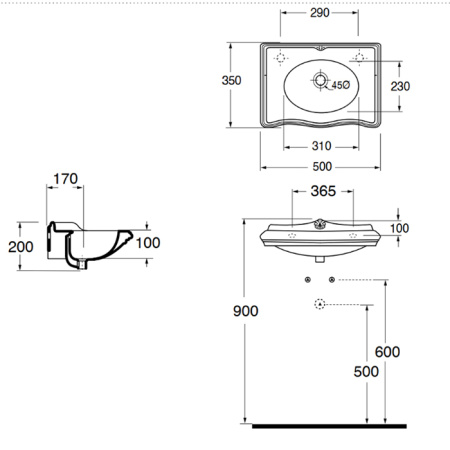 Раковина подвесная Azzurra Jubilaeum JULS0503500MBI/(JUB200/50 bi)*1sx