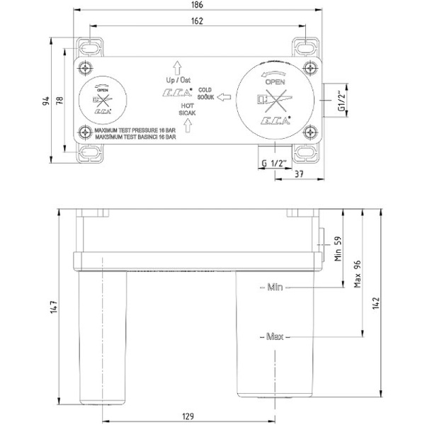 Скрытая часть для смесителя E.C.A 102166601EX