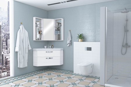 Зеркальный шкаф Aquaton Кантара дуб полярный 1A205802ANW70