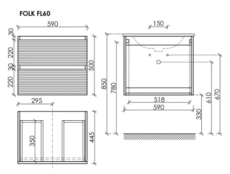 Тумба под раковину 70 см Sancos Folk FL70W 