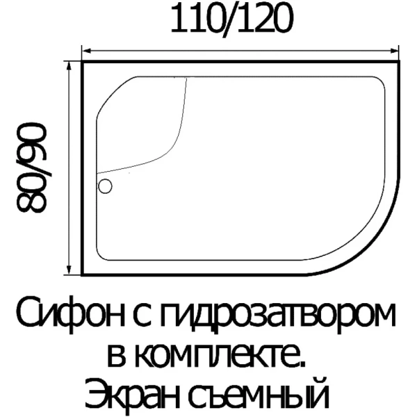 Акриловый душевой поддон (110х80) Wemor 10000002202 Левая