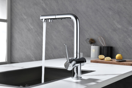 Смеситель для кухни с подключением к фильтру  Paulmark Serpentine Se213222-CR