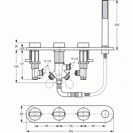 Смеситель для ванны/душа Ideal Standard Moments A3920AA