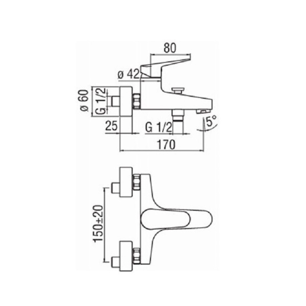 Смеситель для ванны NOBILI Blues BS101110/1CR