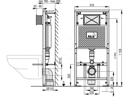 Система инсталляции Alcaplast Moduiy A101/1200D