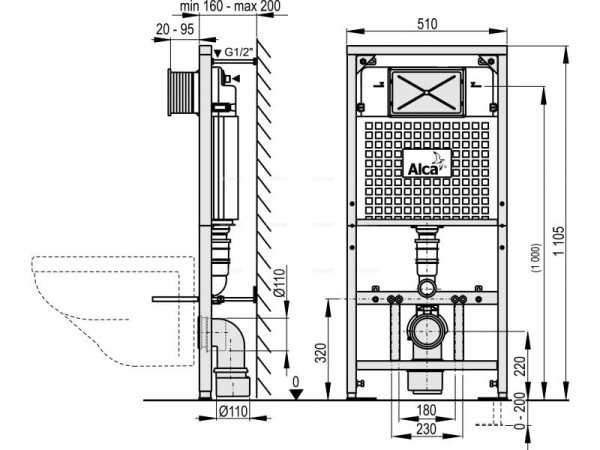 Система инсталляции Alcaplast Moduiy A101/1200D