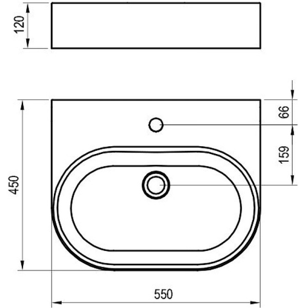 Раковина накладная Ravak Ceramic Slim Wall O 55 XJX01155004