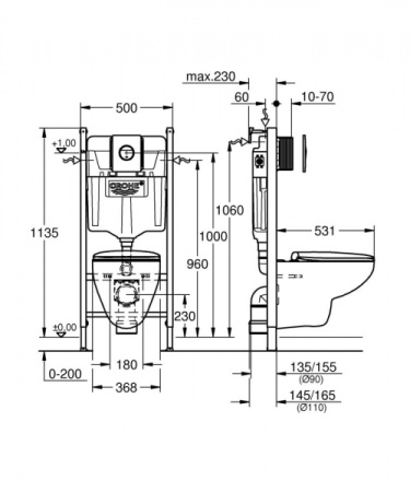 Комплект (подвесной унитаз и система инсталляции) GROHE 39551000