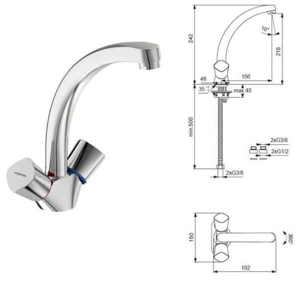 Смеситель для кухни Vidima Квадро BA246AA