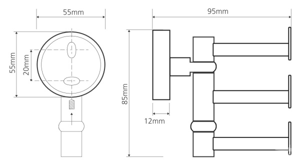 Крючок тройной поворотный Bemeta Omega 104106072
