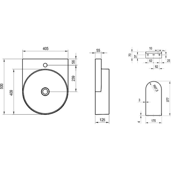 Раковина подвесная Ravak Yard 40 XJX0D240002
