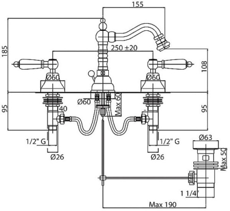 Смеситель Для Биде Cezares FIRST FIRST-BBS2-03-M золото