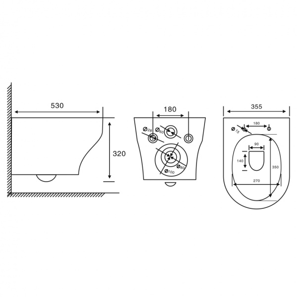 Унитаз ABBER Bequem AC1128 подвесной белый, безободковый