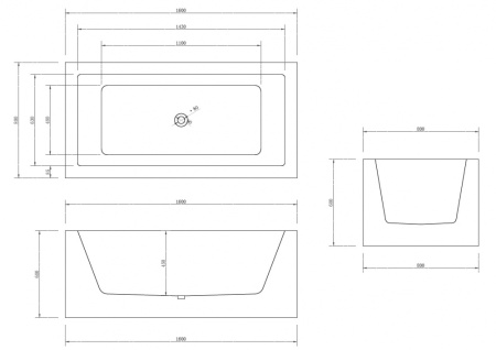 Акриловая ванна (160х80) ABBER AB9406-1.6 без гидромассажа, белый