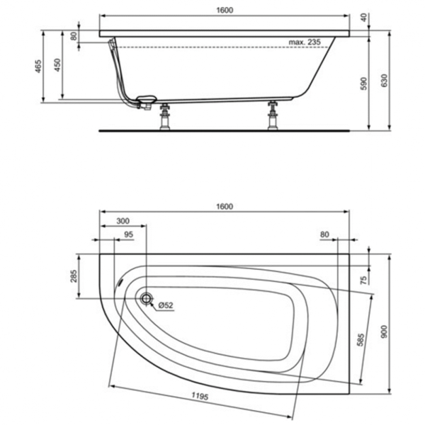 Ванна акриловая (160х90) Ideal Standard HOTLINE K275701 Ванна акриловая (160х90) Ideal Standard HOTLINE K275701