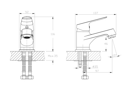 Смеситель для раковины RUSH Yell YE5735-11
