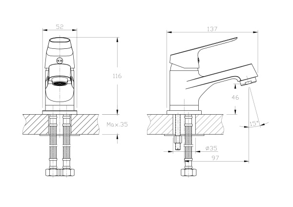 Смеситель для раковины RUSH Yell YE5735-11 Смеситель для раковины RUSH Yell YE5735-11