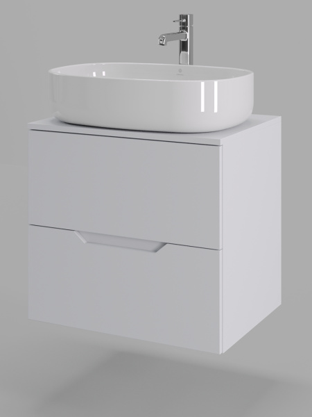 Тумба с раковиной подвесная 60 см Orange Line Li-60TuwMDF+B08-600W белый