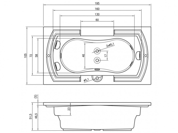 Гидромассажная ванна Riho Thermae Line LISETTE (195х105)