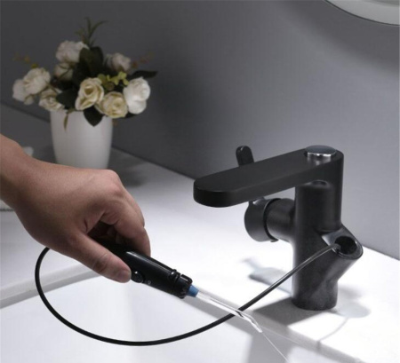 Смеситель для раковины с ирригатором BRONZE DE LUXE OPTIMAL, черный 10188B