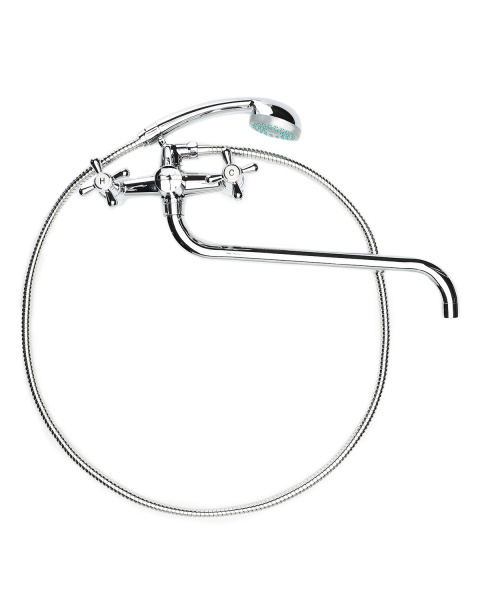 Смеситель для ванны двухвентильный полимерный универсальный с душевым набором OneLife P03-221cr хром