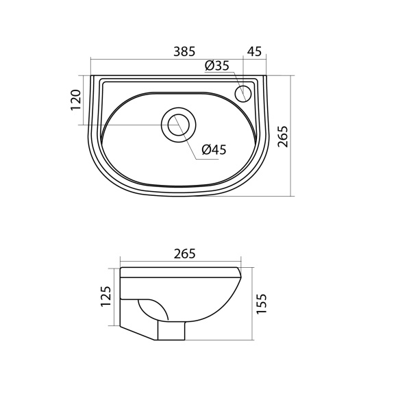 Раковина подвесная (38,5х26,5) Santek Бриз 40 1WH110445