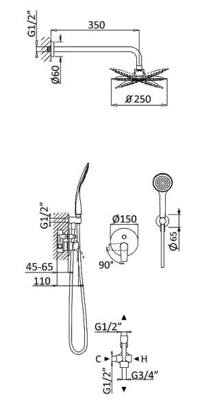 Душевой комплект Cezares Nautic NAUTIC-DSIP-01