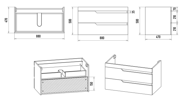 Тумба под раковину Misty Софт 90  П-Соф-01090-011П2Я