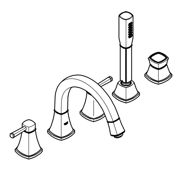 Смеситель для ванны на 5 отверстий GROHE Grandera 19919 DA0 (19919DA0) теплый закат глянец