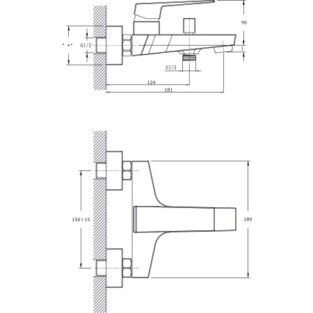 Смеситель для ванны с коротким изливом RUSH Thira TR3635-44