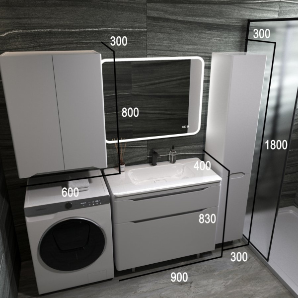 Тумба под раковину Style Line Марелла 90 Люкс Plus СС-00002416 белый матовый