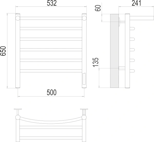 Полотенцесушитель электрический Terminus Классик с полкой (500х650) П6 4670078531391