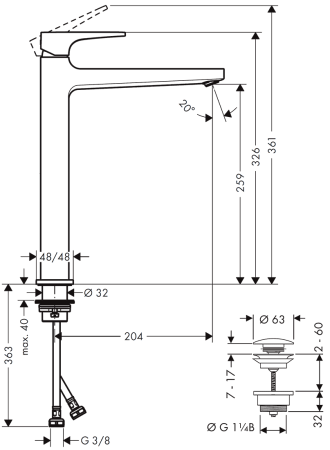 Смеситель для раковины Hansgrohe Metropol 32512000