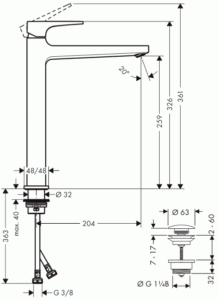 Смеситель для раковины Hansgrohe Metropol 32512000