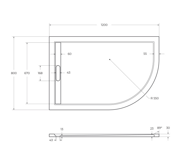 Поддон из искусственного мрамора (120х80) CEZARES TRAY-AS-RH-120/80-30-W-L Поддон из искусственного мрамора (120х80) CEZARES TRAY-AS-RH-120/80-30-W-L